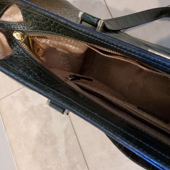 NWOT KATE SPADE Patton Green Leather CROC Embossed 100% Cowhide.  19”x 11”x5” - Picture 4 of 8